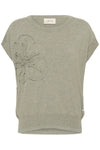 Cream Dela Knit Slipover w Deco - Mulled Basil Melange
