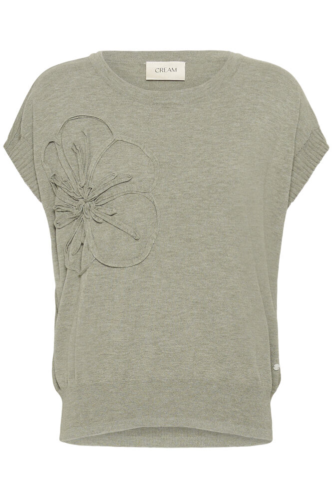 Cream Dela Knit Slipover w Deco - Mulled Basil Melange