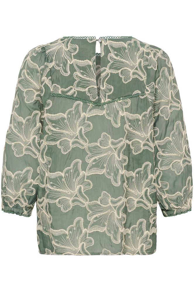 Cream Torli Blouse - Mulled Basil
