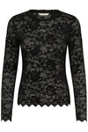 Cream Pita Lace Blouse - Black
