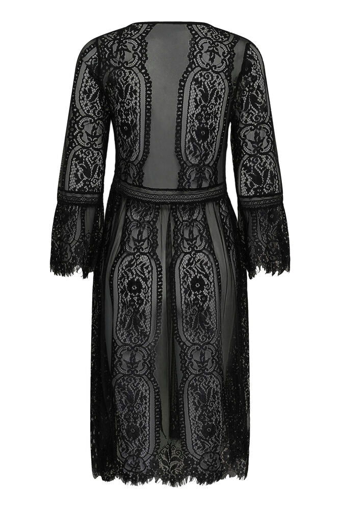 Cream Elaria Lace Kimono - Pitch Black