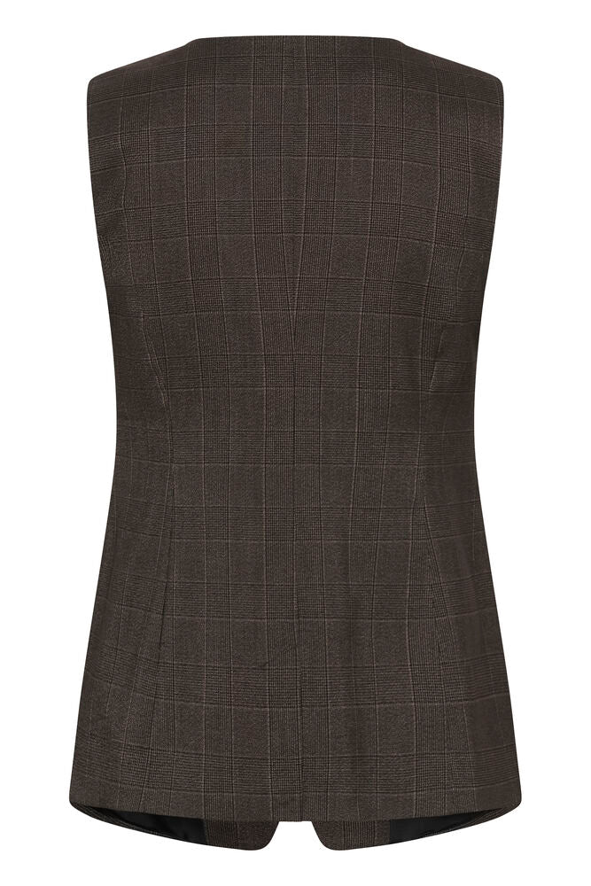Kaffe Lenora Waistcoat - Dark Grey Check