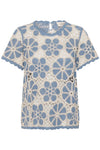 Cream Mallica Crochet Blouse - Stonewash Flower Pattern