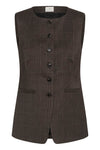 Kaffe Lenora Waistcoat - Dark Grey Check