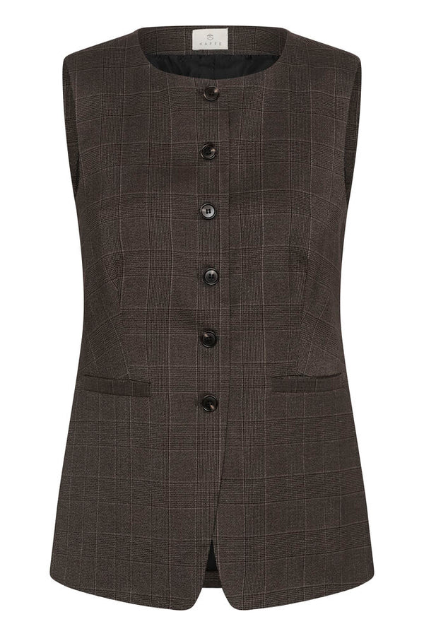 Kaffe Lenora Waistcoat - Dark Grey Check