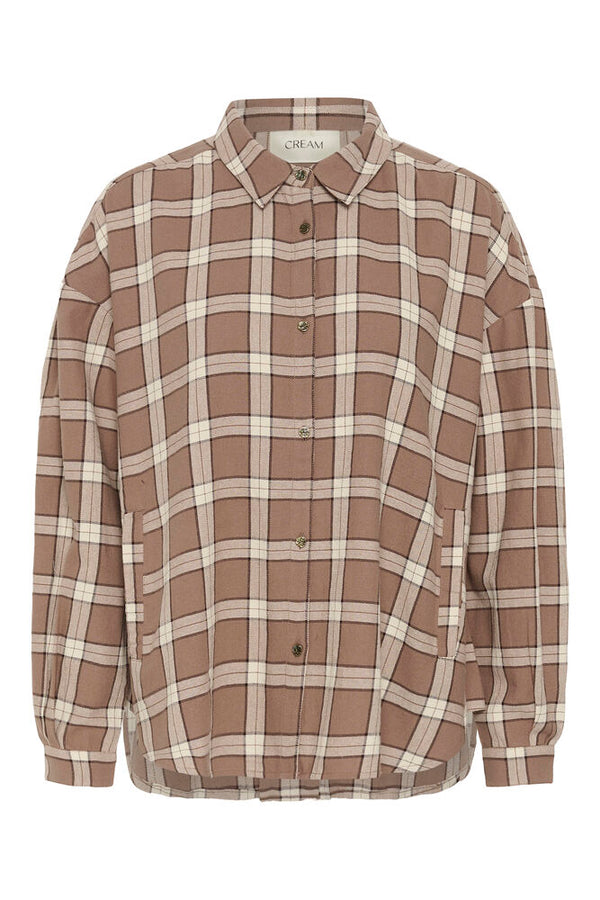 Cream Angie Shirt - Brown Check