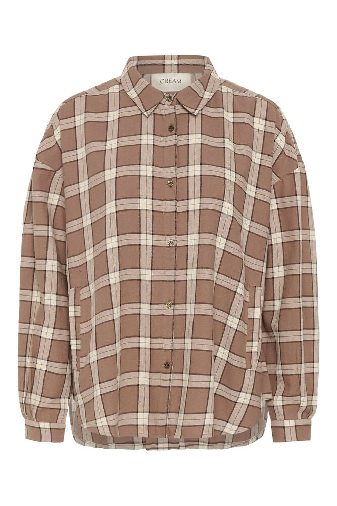 Cream Angie Shirt - Brown Check