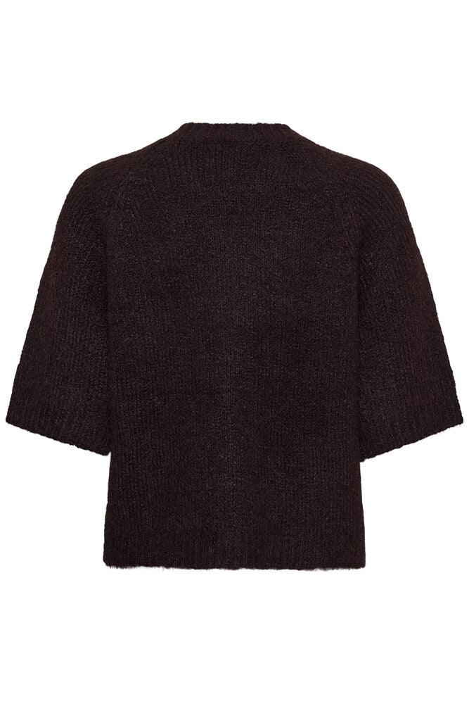 Kaffe Emilie Cropped Knit Pullover - Fudge Melange