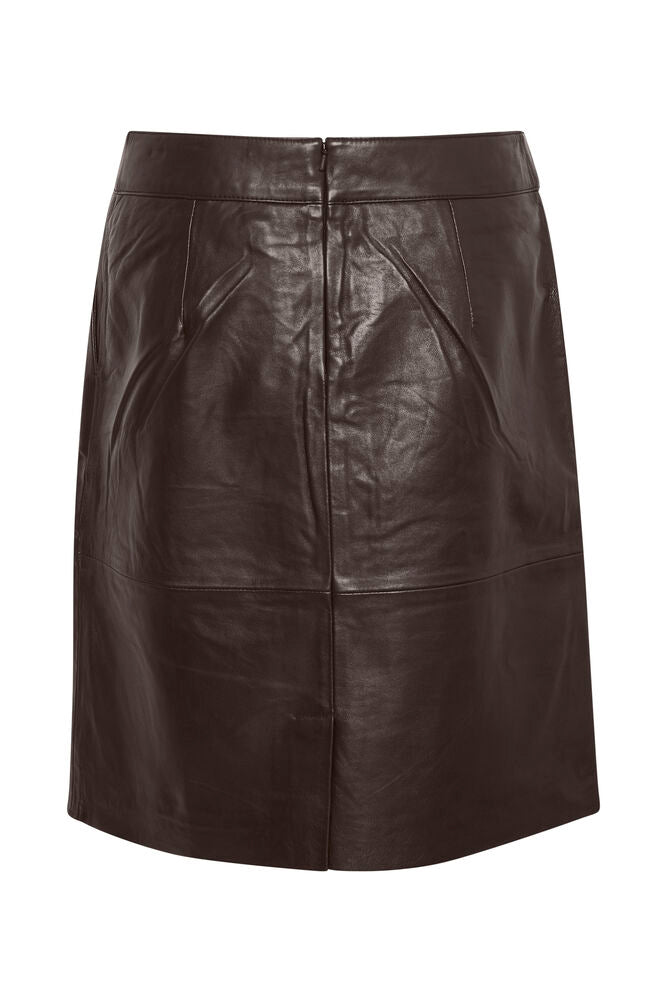 Culture Berta Leather Skirt - Coffee Bean