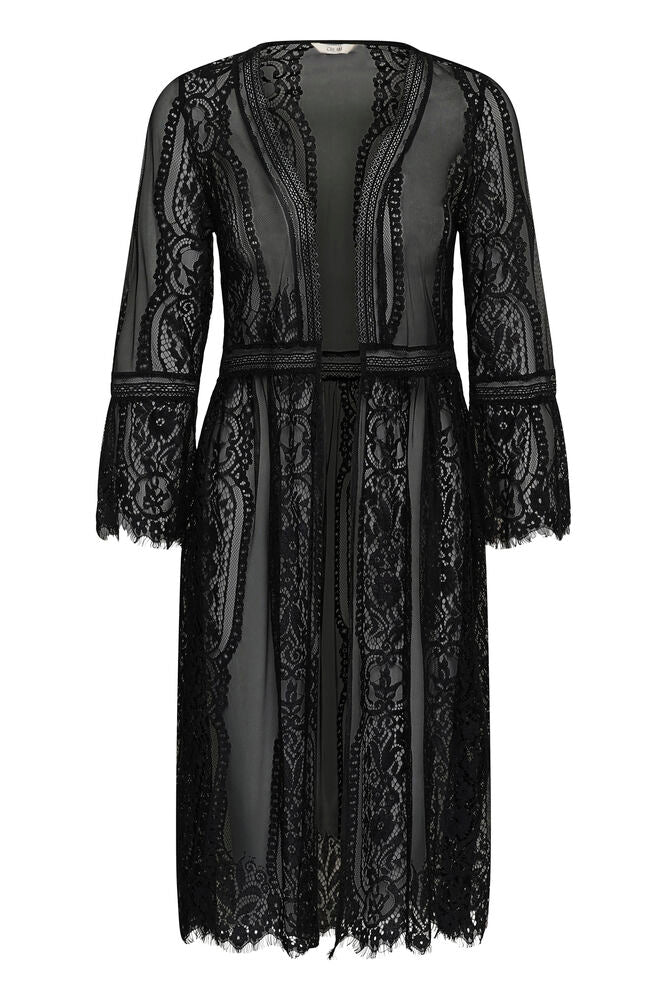 Cream Elaria Lace Kimono - Pitch Black