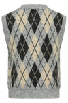 Cream Mirea Knit Vest - Grey Melange Argyle