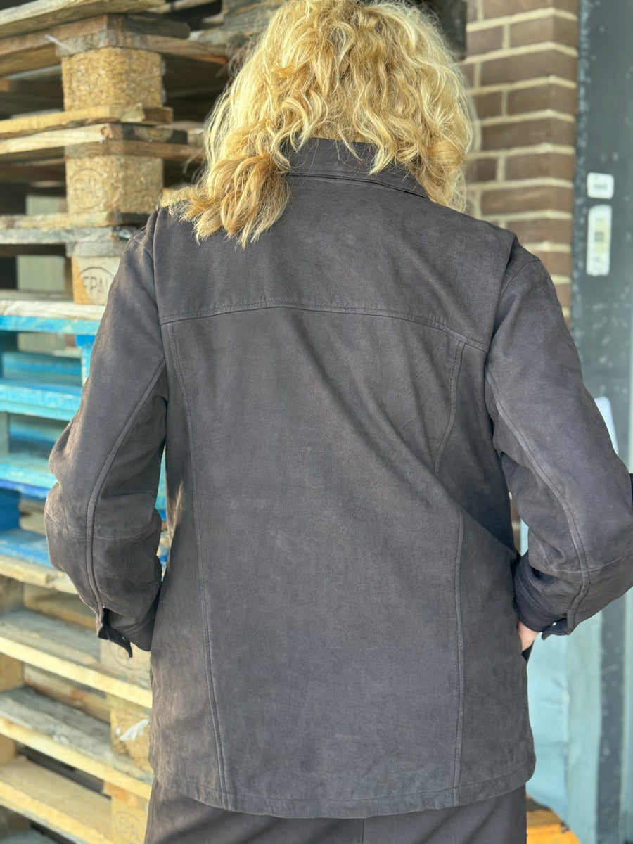 Kaffe Rachel Suede Shirt - Black Coffee