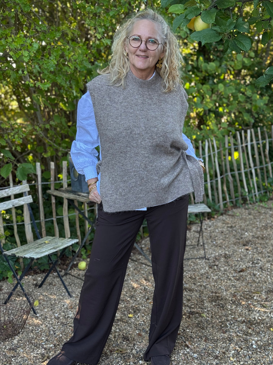 Kaffe Martine Knit Vest - Desert Taupe Melange