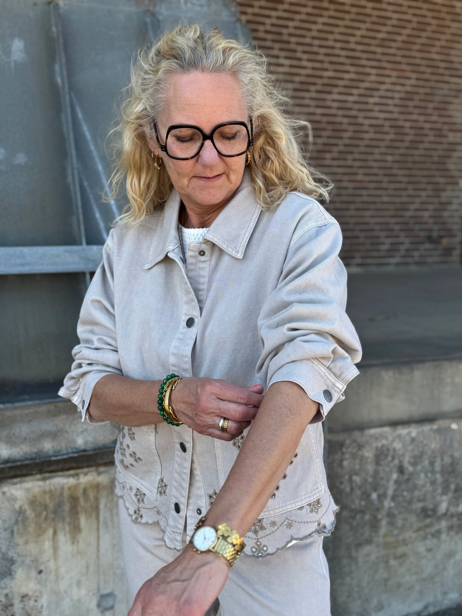 Kaffe Mimi Broderi Anglaise Jacket - Feather Grey