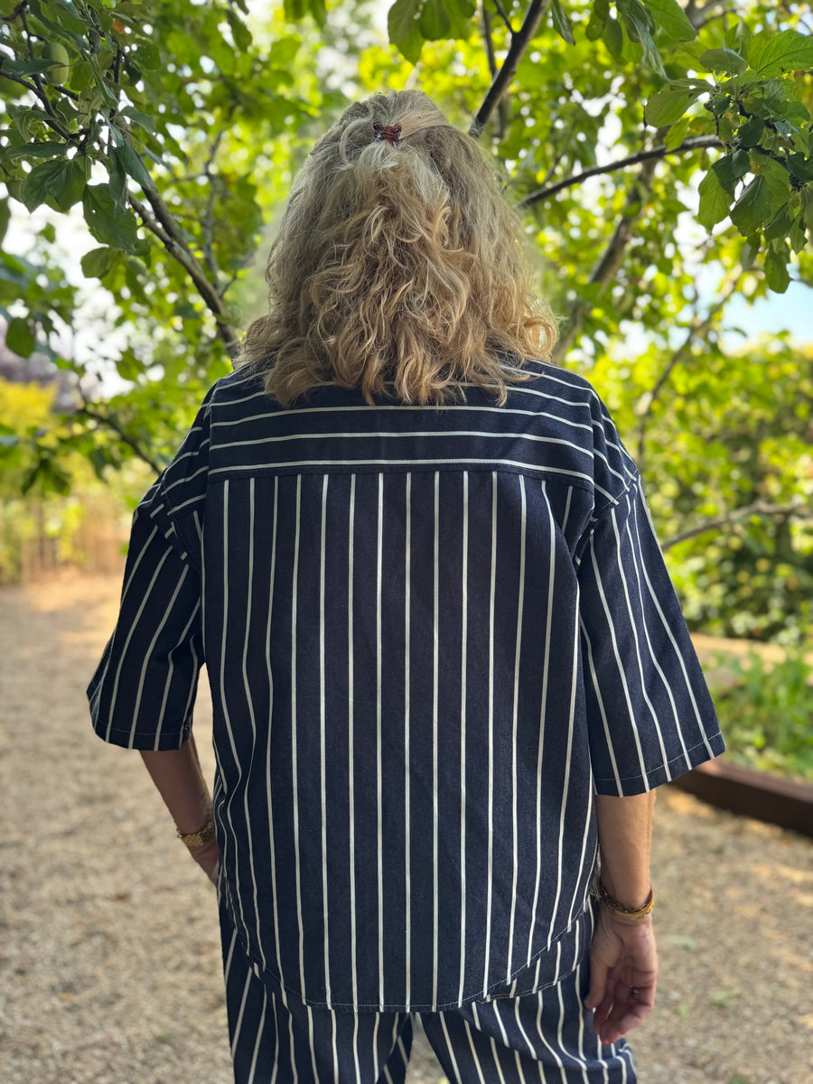 Costa Mani Milli Shirt - Blue/White Stripe Denim