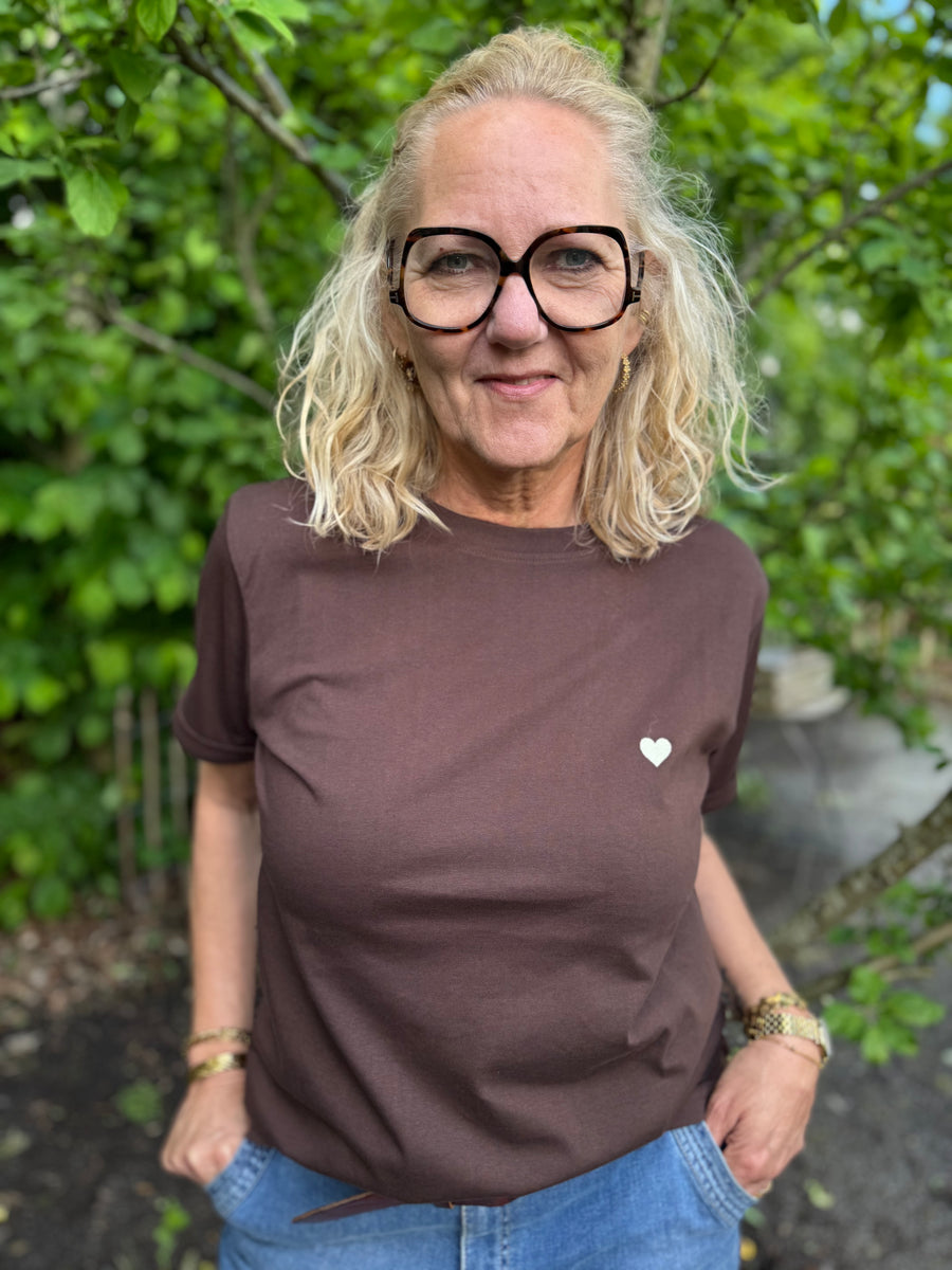Kaffe Heart T-shirt - Coffee Bean/Sunlight Heart
