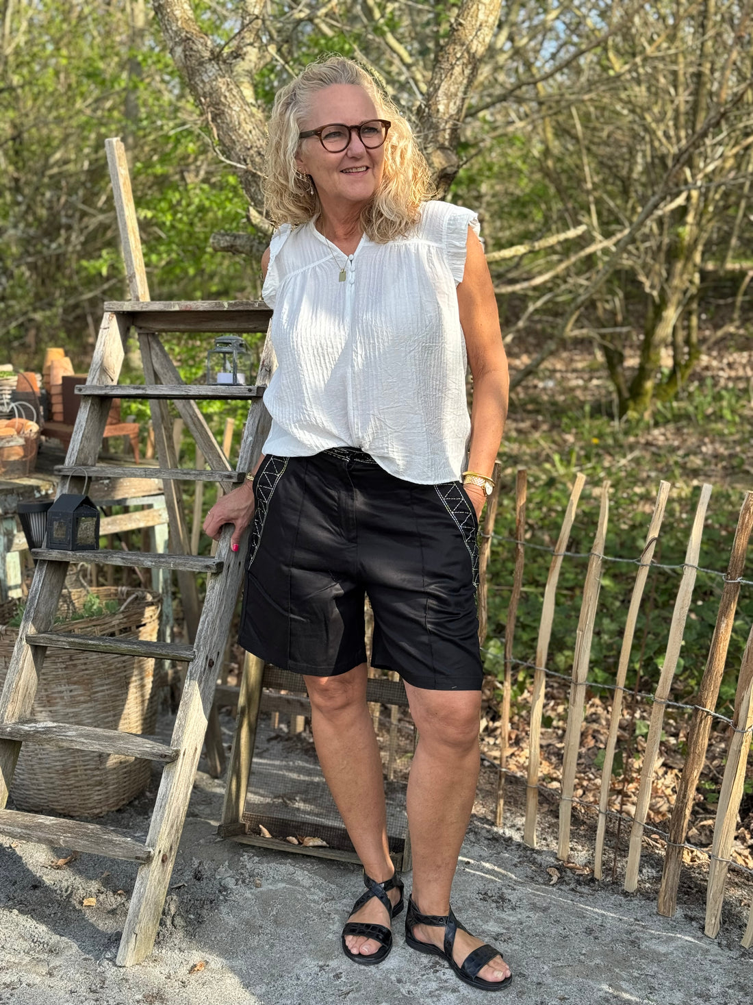 Kaffe Liany Via Blouse - Chalk