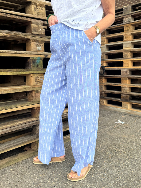 Culture Arletty Pants - Powder Blue/Gardenia Stripe