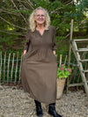 Isay Ane V-Neck Dress - Dark Khaki