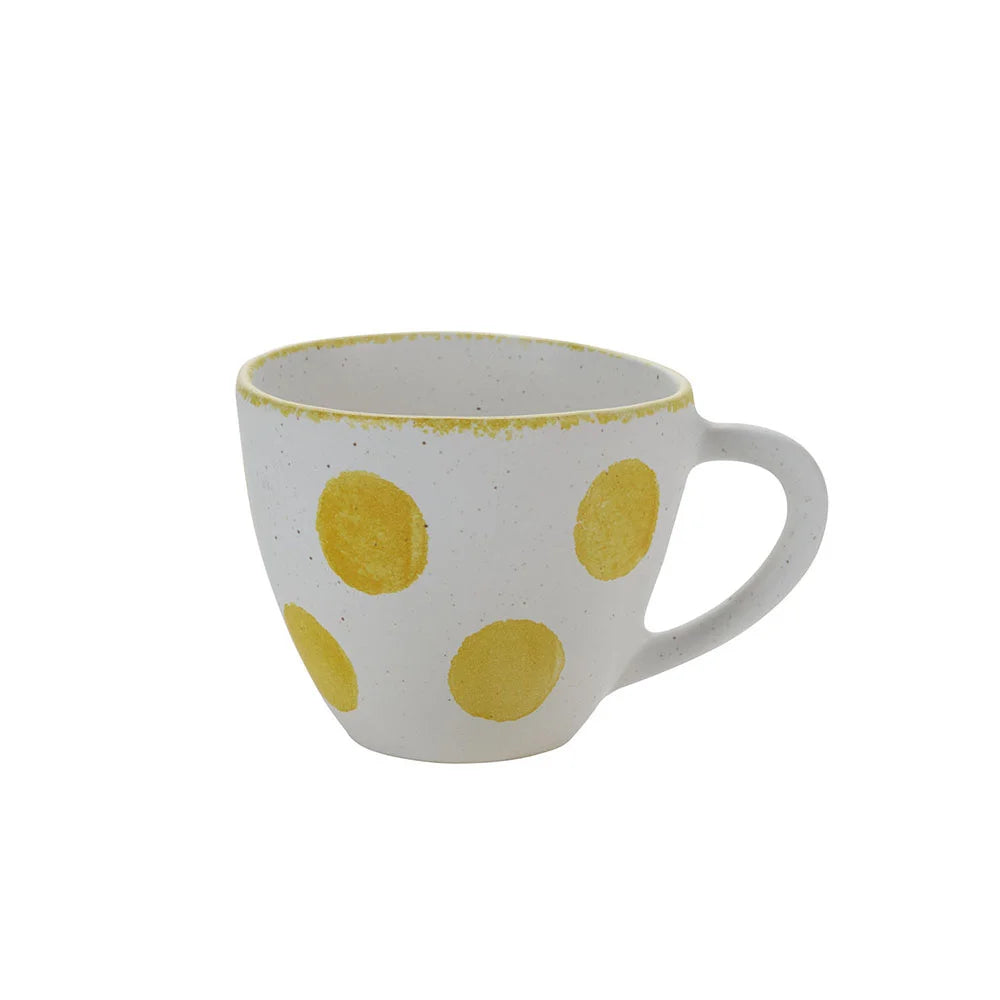 Cozy Living Mug w. Yellow Border & Dots