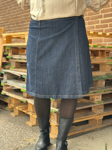 Black Colour Russel Short Wrap Skirt - Dark Denim