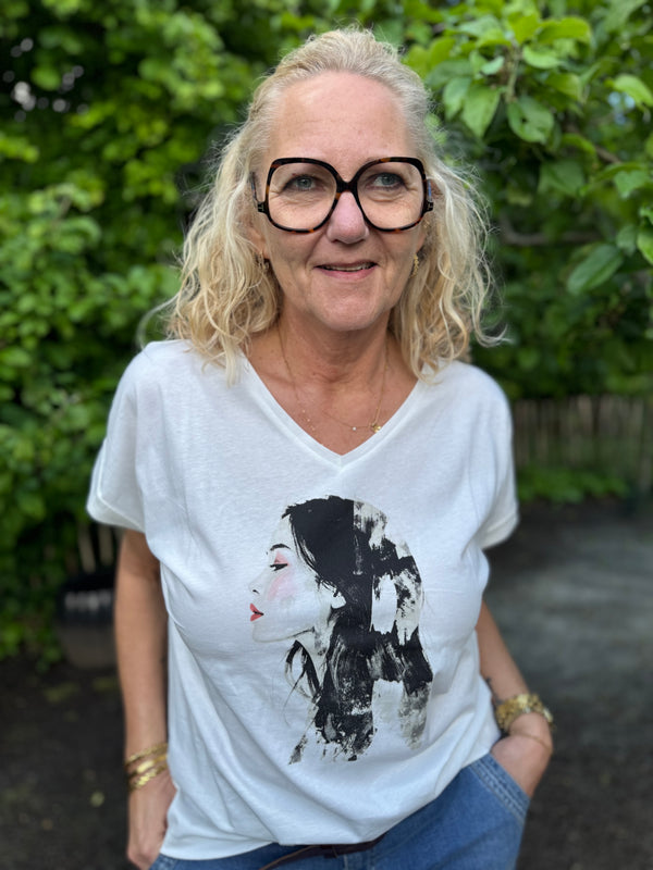 Cream Ying T-shirt - Artistic Paint Grey