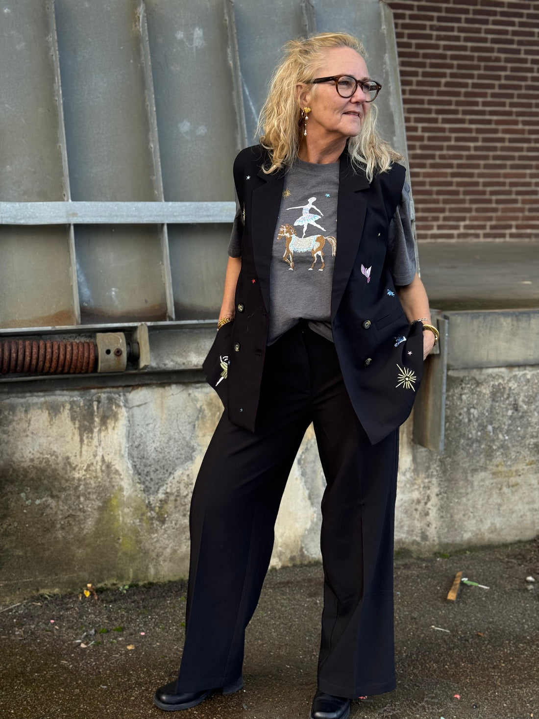 Nümp Almut Long Vest - Caviar