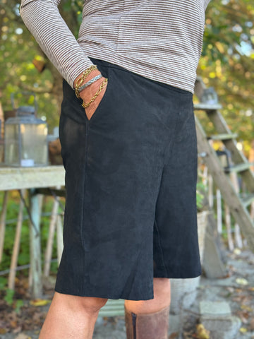 Notyz Suede Bermuda Shorts - Black