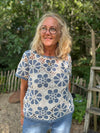 Cream Mallica Crochet Blouse - Stonewash Flower Pattern