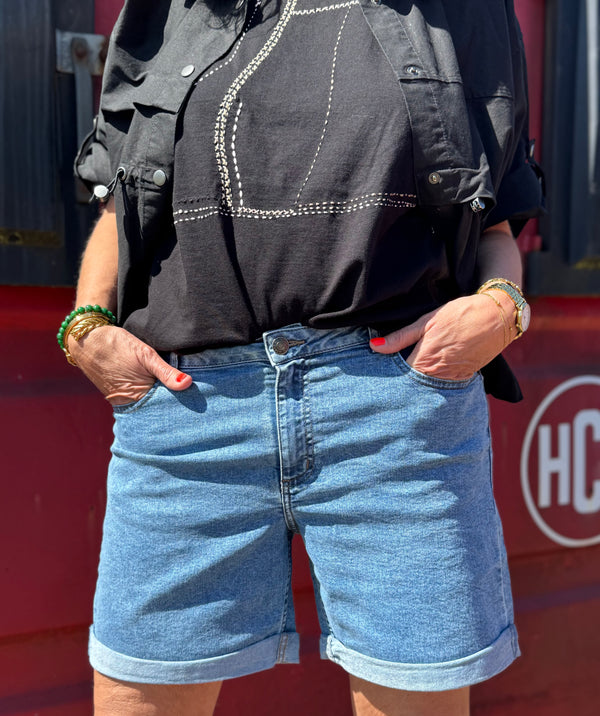 Kaffe Vilma Denim Shorts - Washed Blue Denim