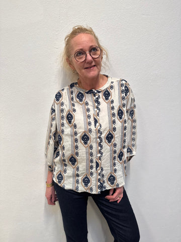 Costa Mani Crocus Shirt - Dark Blue Pattern