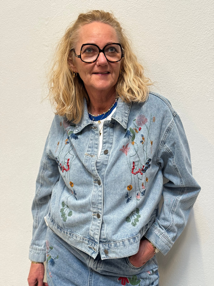 Culture Tiala Aniceta Embroidery Jacket - Light Blue Wash