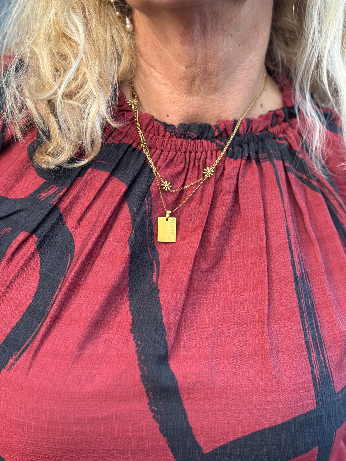 Isay Tanna Printed Blouse - Black on Red