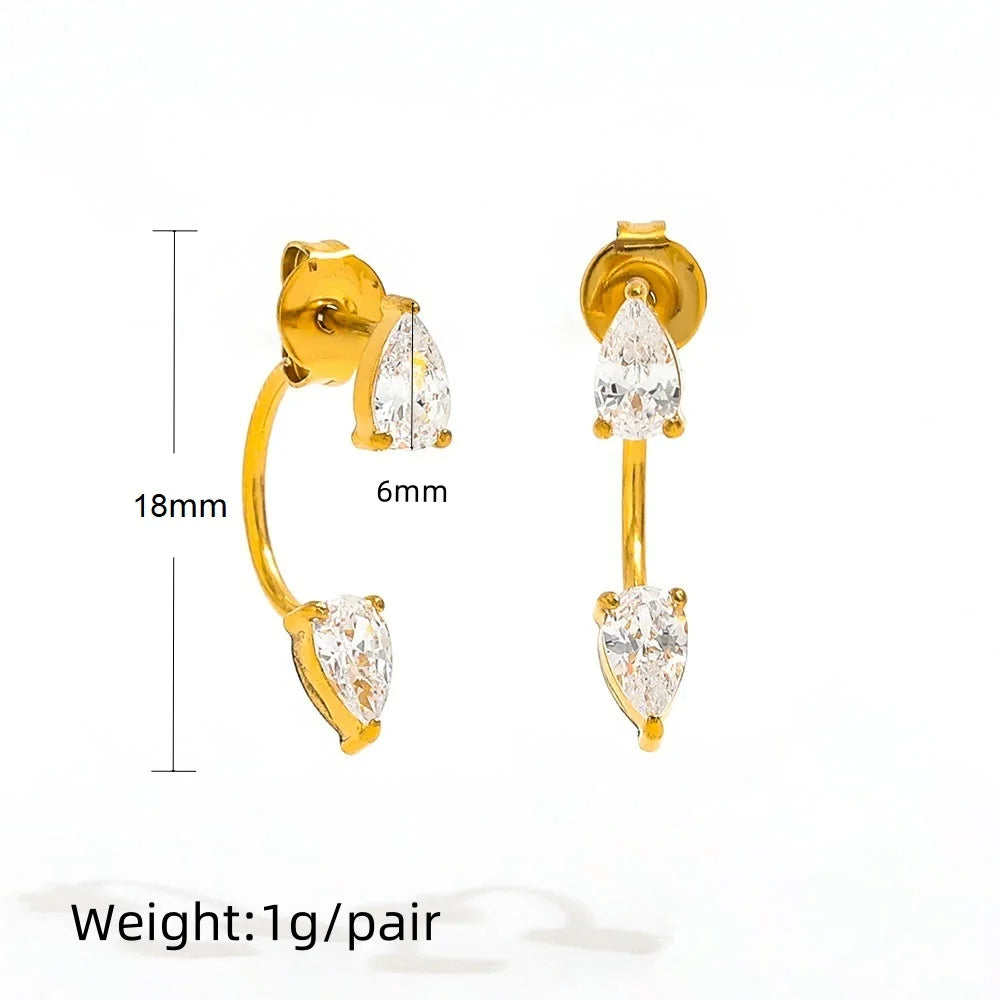Zirkon Dråbe Ørering 18K Guldbelagt