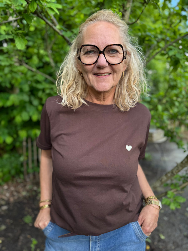 Kaffe Heart T-shirt - Coffee Bean/Sunlight Heart