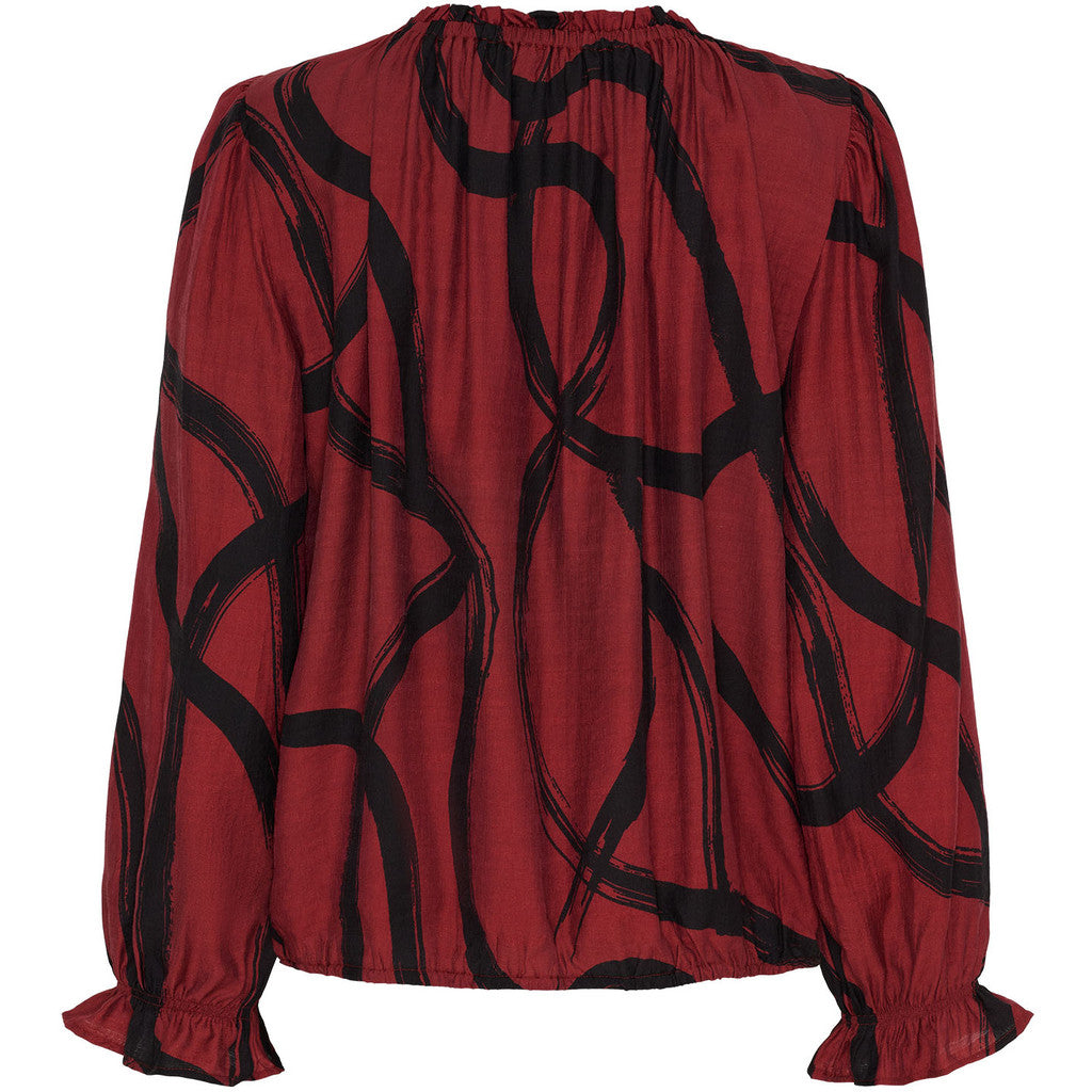 Isay Tanna Printed Blouse - Black on Red