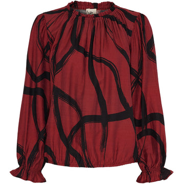 Isay Tanna Printed Blouse - Black on Red