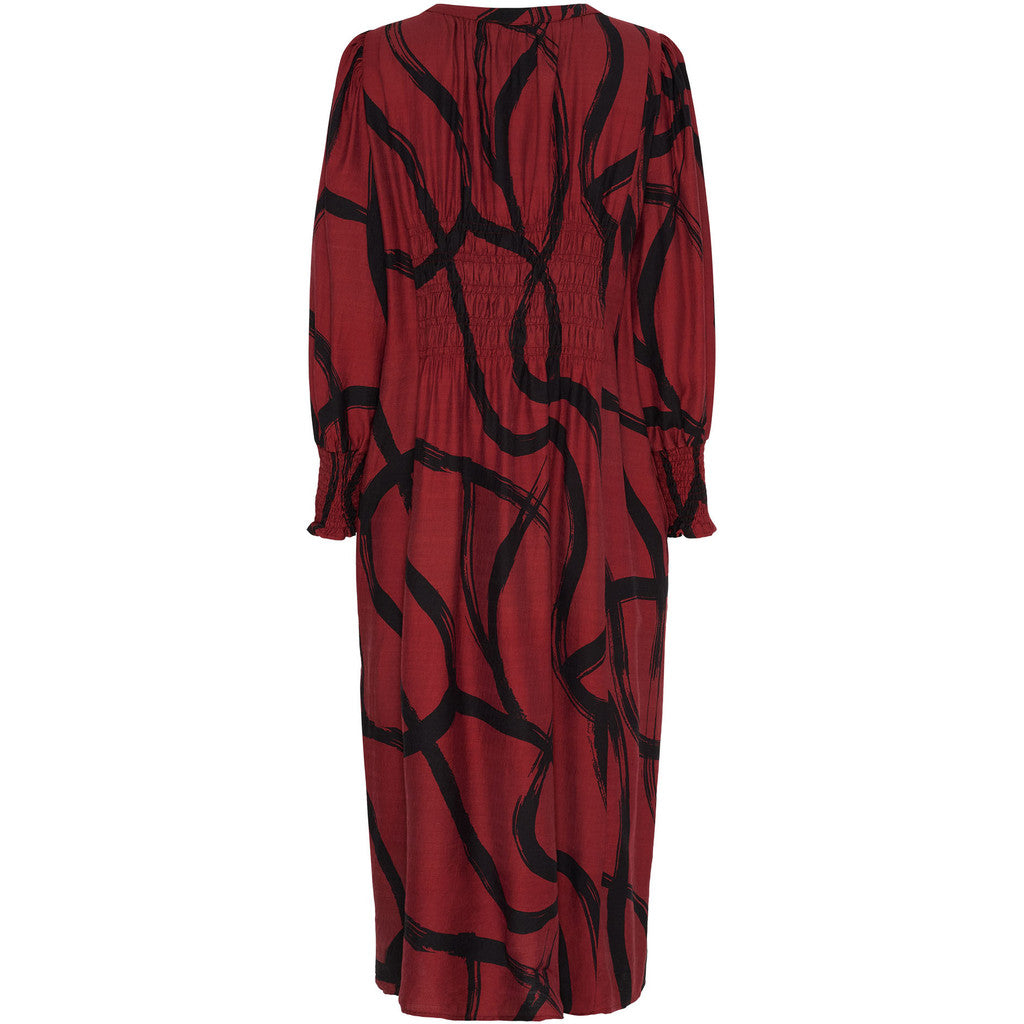 Isay Ane V-Neck Dress - Black On Red
