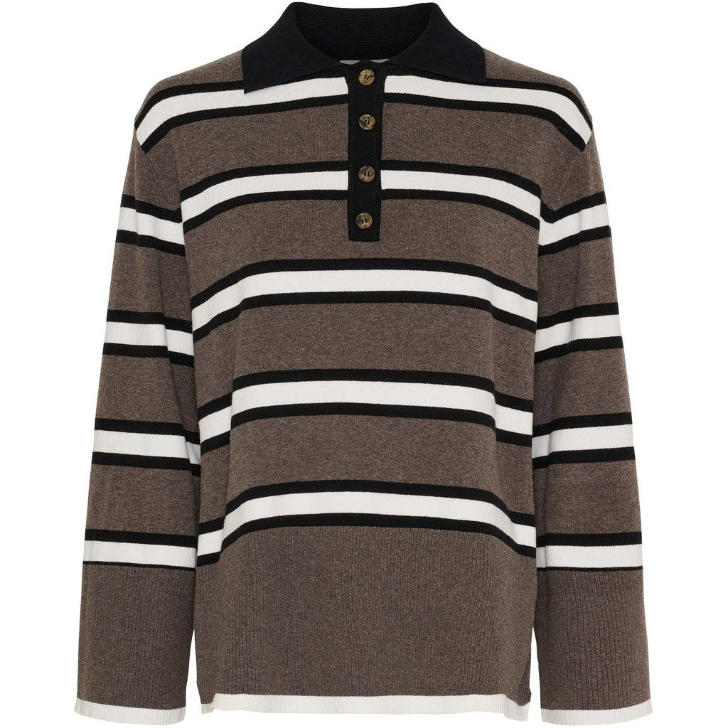 Isay Frigga Polo Pullover - Potato Melange Stripe