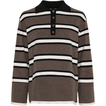 Isay Frigga Polo Pullover - Potato Melange Stripe