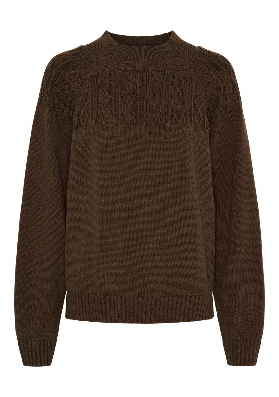 Isay Gwen Pattern Pullover - Khaki Melange