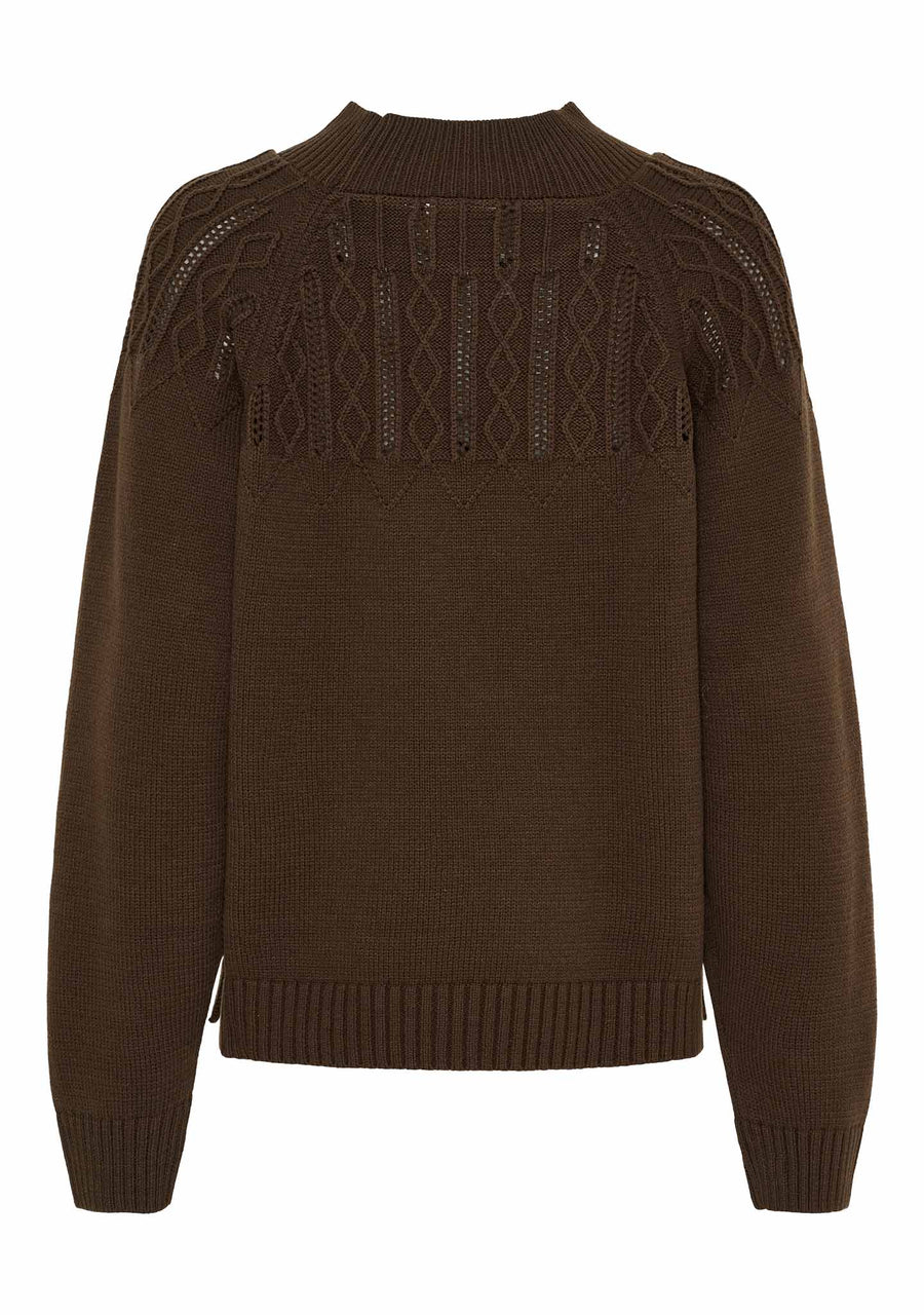 Isay Gwen Pattern Pullover - Khaki Melange