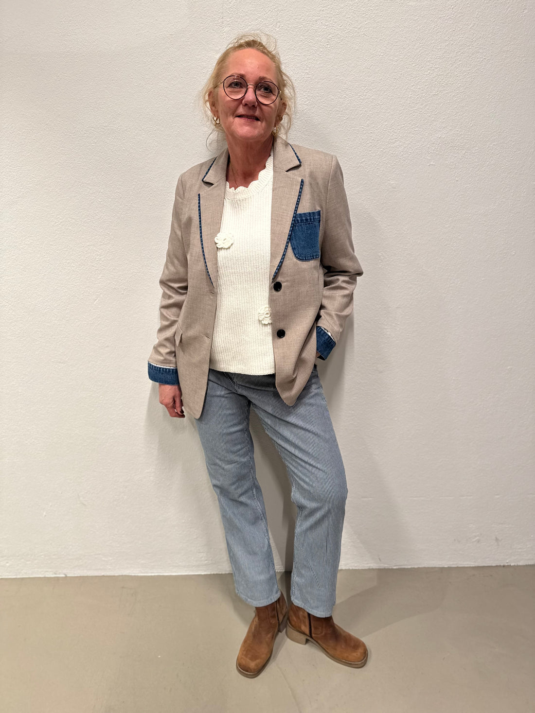 Isay Monza Striped Jeans - Milky Stripe