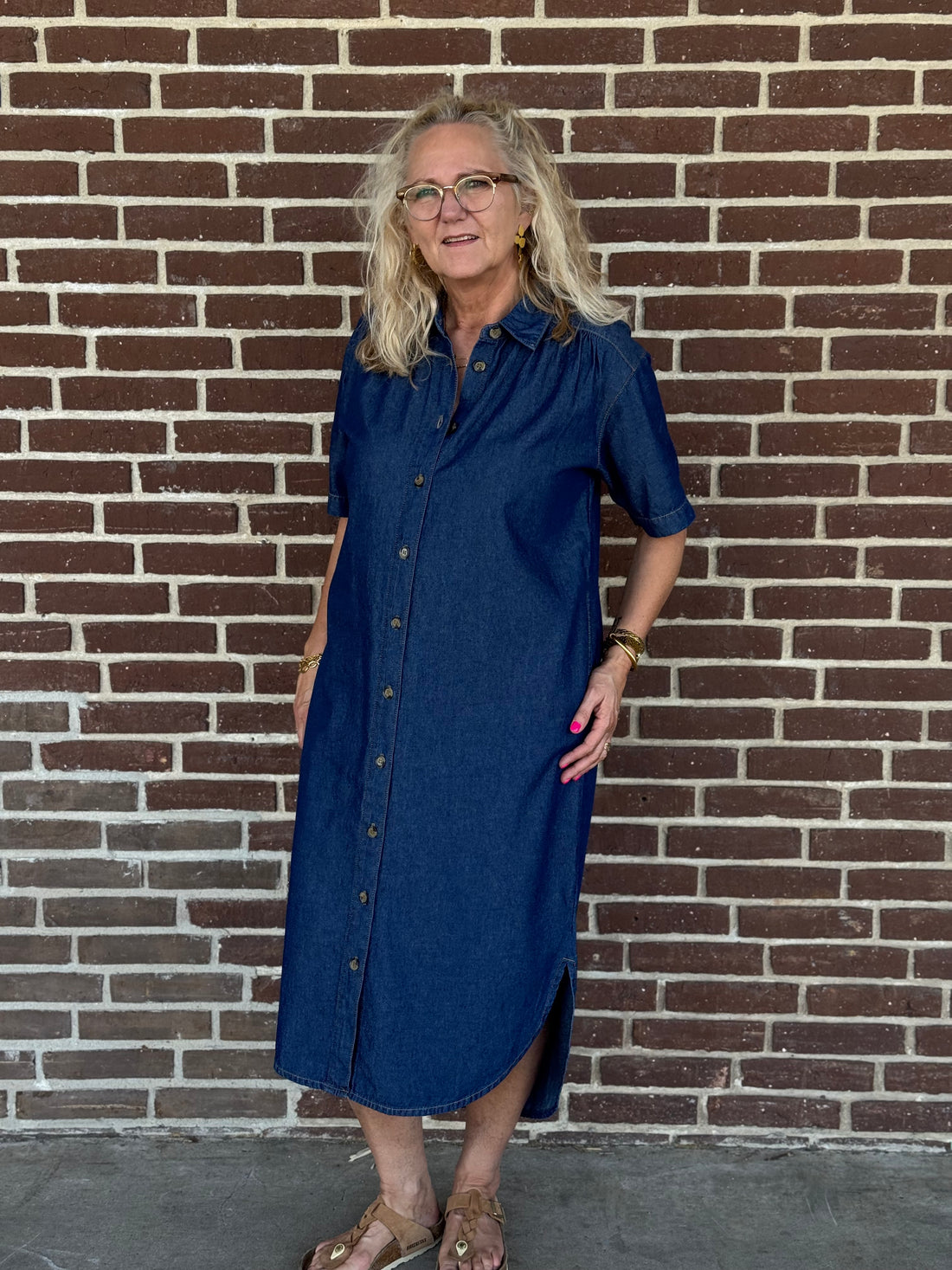 Kaffe Luise Dress - Dark Blue Chambray