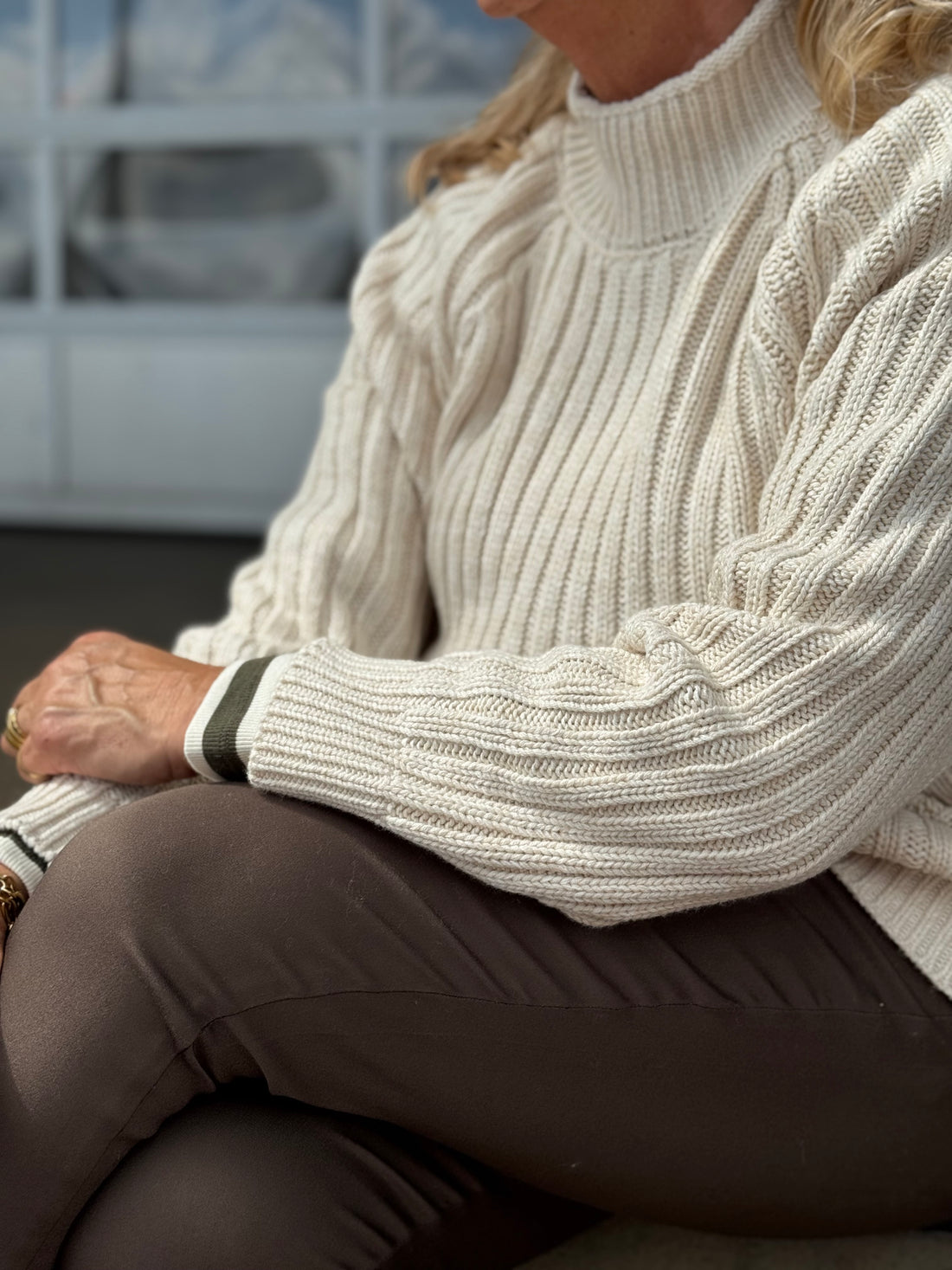 Isay Gwen Highneck Pullover - Broken White