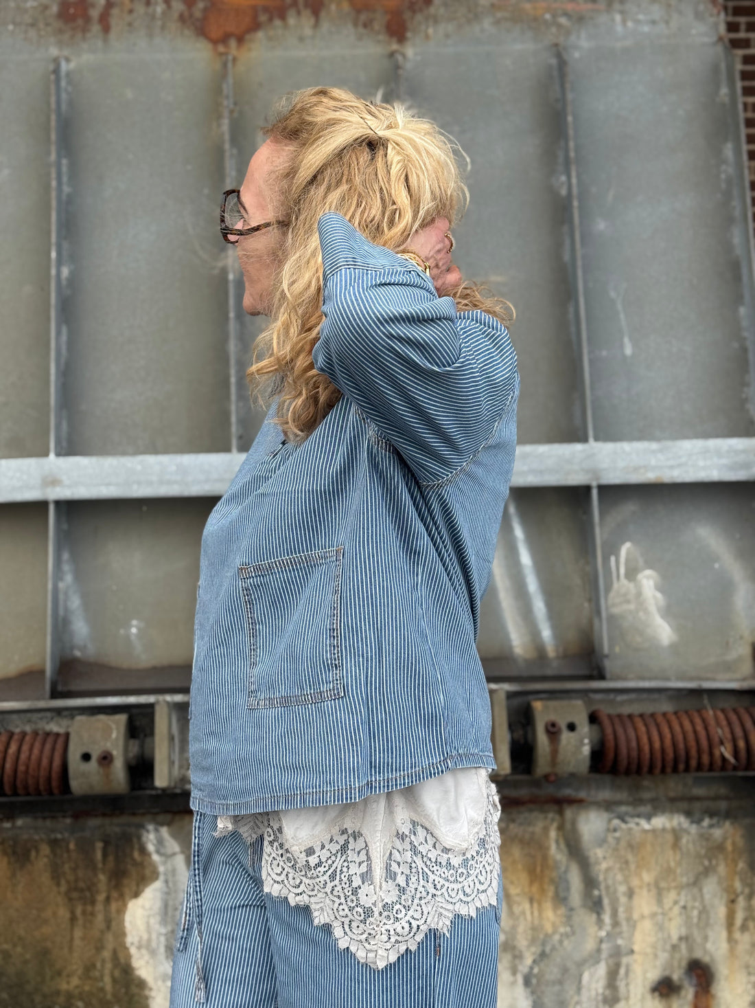 Culture Ayna Shirtjacket - White/Blue Stripe