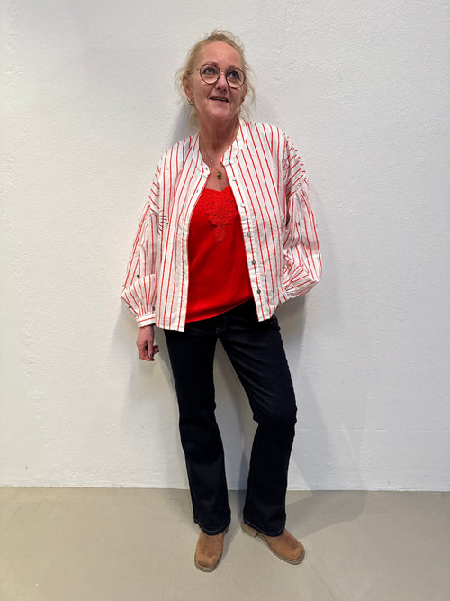 Cream Anna Top - High Risk Red
