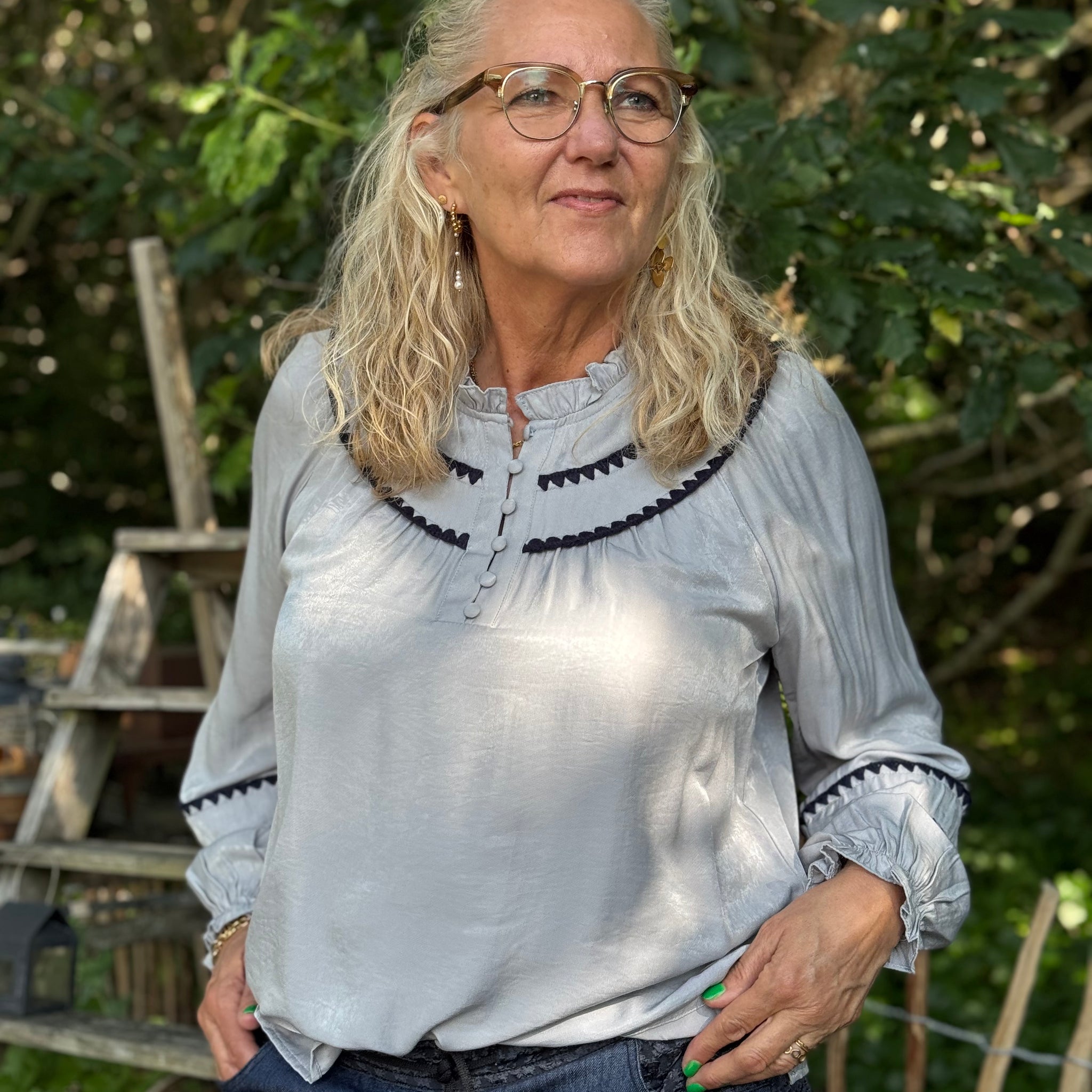 Costa Mani Hanks Blouse - Blue W/Midnight