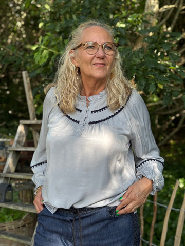 Costa Mani Hanks Blouse - Blue W/Midnight