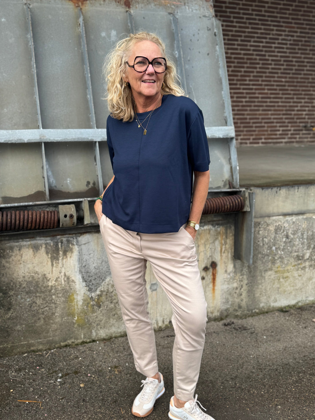 Kaffe Annie T-shirt - Midnight Marine